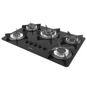 Cooktop Gás 5 Bocas Nardelli Inox Tripla Chama Mesa de Vidro Safe