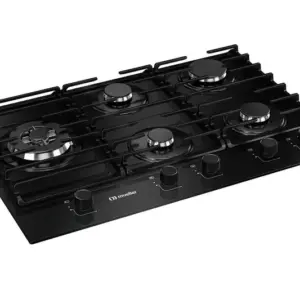 Cooktop Gás 5 Bocas Mueller Tripla Chama Grade Dupla Mesa de Vidro Bivolt MCG5BM