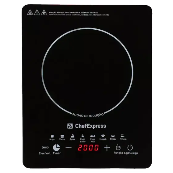 Fogão Indução 2 Bocas Chef Express Elétrico Vitrocerâmico 3500w Linha Premium