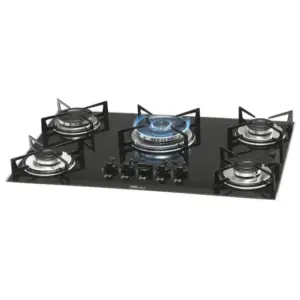Cooktop Gás 5 Bocas Fischer Tripla Chama Mesa Vidro Preto Cooktop Gás 5 Bocas Fischer Tripla Chama Mesa Vidro Preto