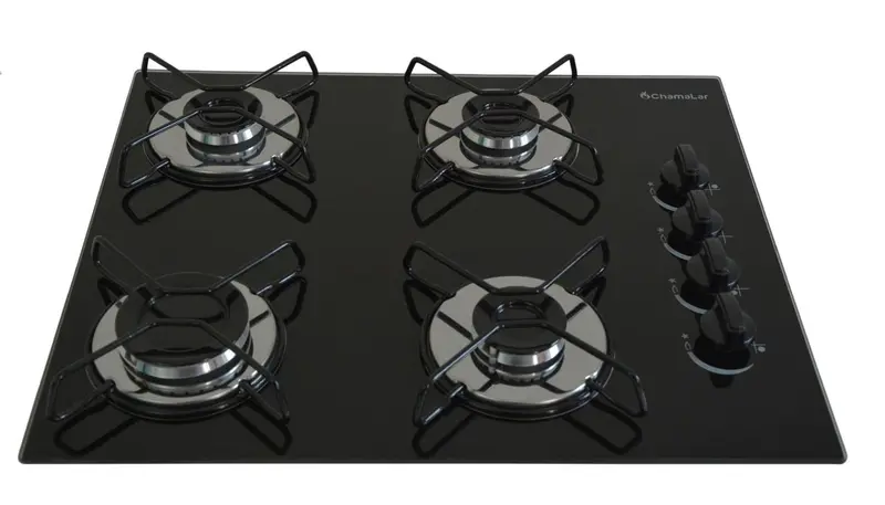 Cooktop Gás 4 Bocas Chamalar Ultra Chama Preto Bivolt