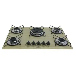Cooktop Gás 5 Bocas Chamalar Tripla Chama Madeira Bivolt Cooktop Gás 5 Bocas Chamalar Tripla Chama Madeira Bivolt