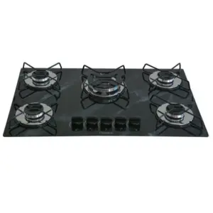 Cooktop Gás 5 Bocas Chamalar Tripla Chama Preto Bivolt Cooktop Gás 5 Bocas Chamalar Tripla Chama Preto Bivolt