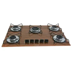 Cooktop Gás 5 Bocas Chamalar Ultra Chama Amadeirado Bivolt Cooktop Gás 5 Bocas Chamalar Ultra Chama Amadeirado Bivolt