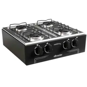 Cooktop Gás 4 Bocas Braslar Preto Bivolt Asiático Jr