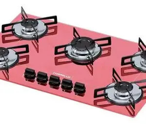 Cooktop Gás 5 Bocas Chamalux Ultra Chama Rosa Trempe de Chapa Bivolt Cooktop Gás 5 Bocas Chamalux Ultra Chama Rosa Trempe de Chapa Bivolt