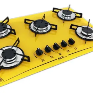 Cooktop Gás 5 Bocas D&D Metal Amarelo Acendimento Automático Cooktop Gás 5 Bocas D&D Metal Amarelo Acendimento Automático