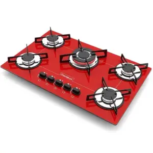 Cooktop Gás 5 Bocas Chamalux Tripla Chama Vermelho Bivolt Cooktop Gás 5 Bocas Chamalux Tripla Chama Vermelho Bivolt