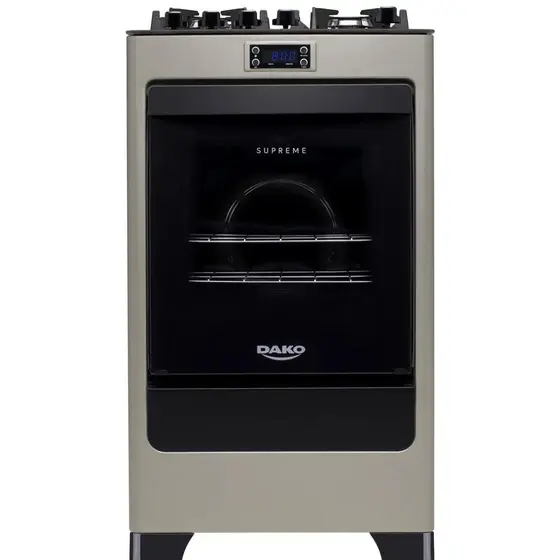 Fogão de Piso a Gás Dako 4 Bocas Titanium com Mesa de Vidro Mega Chama Bivolt Supreme Timer Glass