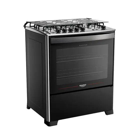 Fogão de Piso a Gás Dako 5 Bocas Automático Mesa de Inox Tripla Chama Forno 100L Magister
