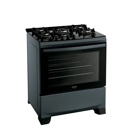 Fogão de Piso a Gás Dako 5 Bocas Titanium com Timer Touch Bivolt Supreme Glass