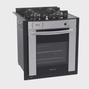 Fogão de Embutir a Gás Venax 4 Bocas Inox Gaudi Prisma Vitreo