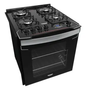 Fogão de Embutir a Gás Dako 4 Bocas Preto com Mesa de Vidro e Timer Digital Bivolt Diplomata Grill