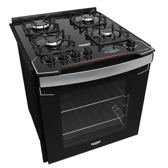 Fogão de Embutir a Gás Dako 4 Bocas Preto com Mesa de Vidro e Timer Digital Bivolt Diplomata Grill
