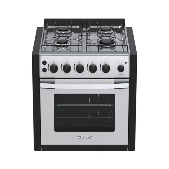 Fogão de Embutir a Gás Venax 4 Bocas Inox Gás GLP Gaudi Platinum GII
