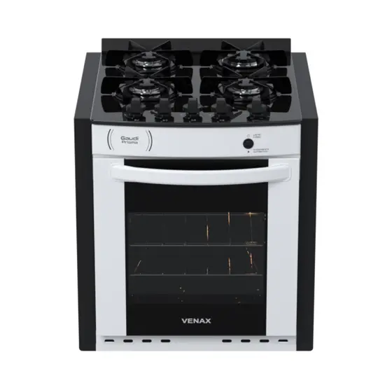 Fogão de Embutir a Gás Venax 4 Bocas Branco Gás GLP Gaudi Prisma Vitreo BL