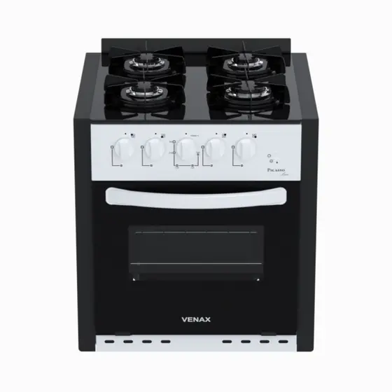 Fogão de Embutir a Gás Venax 4 Bocas Branco Gás GLP Picasso Line