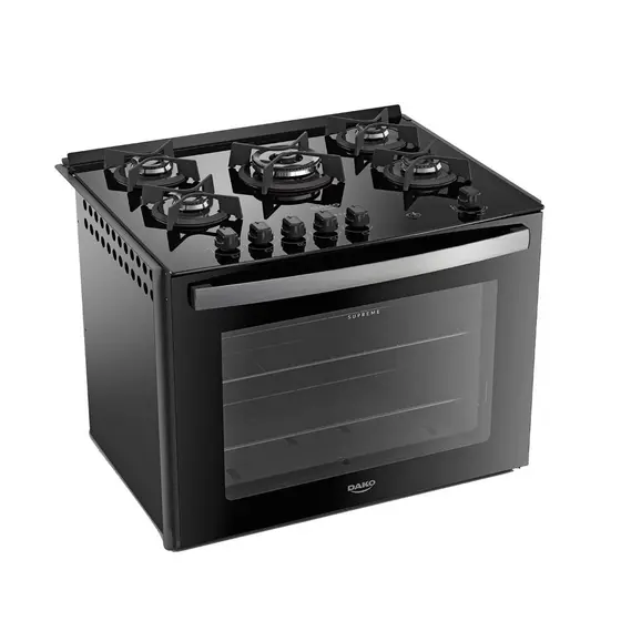 Fogão de Embutir a Gás Dako 5 Bocas Preto com Mesa de Vidro Bivolt Supreme