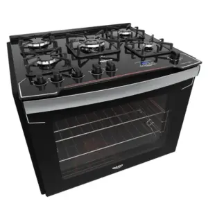 Fogão de Embutir a Gás Dako 5 Bocas Preto com Mesa de Vidro e Timer Digital Bivolt Diplomata Grill