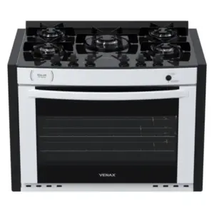 Fogão de Embutir a Gás Venax 5 Bocas Branco Gás GLP Gaudi Prisma Vitreo BL