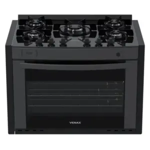 Fogão de Embutir a Gás Venax 5 Bocas Grafite Gás GLP Gaudi Prisma Vitreo BL