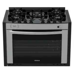 Fogão de Embutir a Gás Venax 5 Bocas Inox Gás GLP Gaudi Prisma Vitreo BL