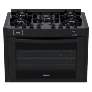 Fogão de Embutir a Gás Venax 5 Bocas Preto Gás GLP Gaudi Prisma Vitreo BL