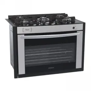 Fogão de Embutir a Gás Venax 5 Bocas Gaudi Prisma Vitreo BL