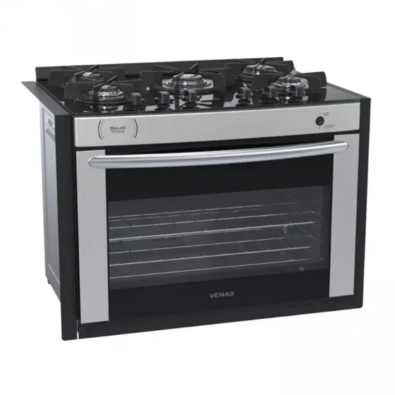 Fogão de Embutir a Gás Venax 5 Bocas Gaudi Prisma Vitreo BL