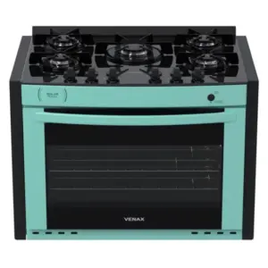 Fogão de Embutir a Gás Venax 5 Bocas Verde Gás GLP Gaudi Prisma Vitreo BL