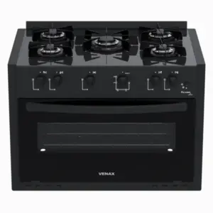 Fogão de Embutir a Gás Venax 5 Bocas Preto Fosco Gás GLP Picasso Line