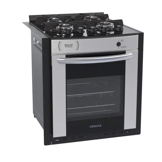 Fogão de Embutir a Gás Venax 4 Bocas Bivolt Gaudi Prisma Vitreo BL