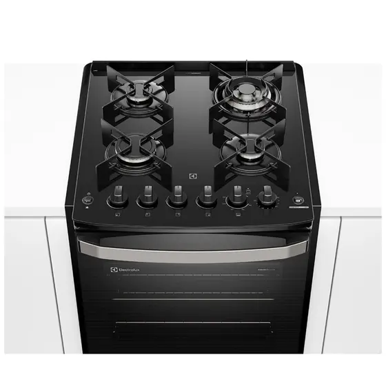 Fogão de Embutir a Gás Electrolux 4 Bocas Preto com Mesa de Vidro Experience FE4EP