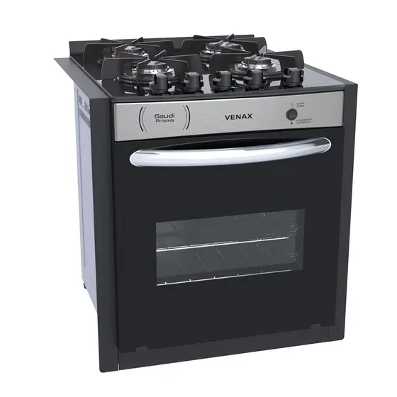 Fogão de Embutir a Gás Venax 4 Bocas Inox Bivolt Gaudi Prisma