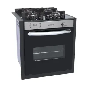 Fogão de Embutir a Gás Venax 4 Bocas Inox Bivolt Gaudi Prisma
