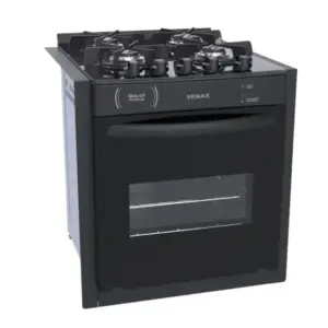 Fogão de Embutir a Gás Venax 4 Bocas Preto Bivolt Gaudi Prisma