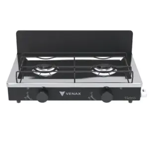 Fogão de Mesa a Gás Venax 2 Bocas Preto Fosco Gás GLP Flamalar Vetro Fogão de Mesa a Gás Venax 2 Bocas Preto Fosco Gás GLP Flamalar Vetro