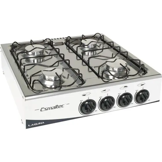Fogão de Mesa a Gás Esmaltec 4 Bocas Branco sem Tampa Bivolt Laguna