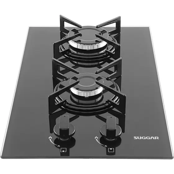 Cooktop Gás 2 Bocas Suggar de Mesa Vidro Preto FG2002VP