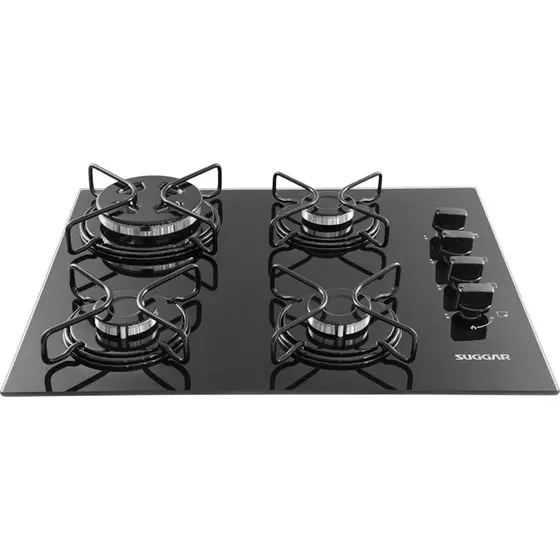 Cooktop Gás 4 Bocas Suggar de Mesa Vidro Preto FG4304AVP