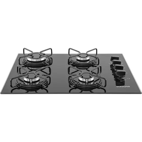 Cooktop Gás 4 Bocas Suggar de Mesa Vidro Preto FG4004AVP