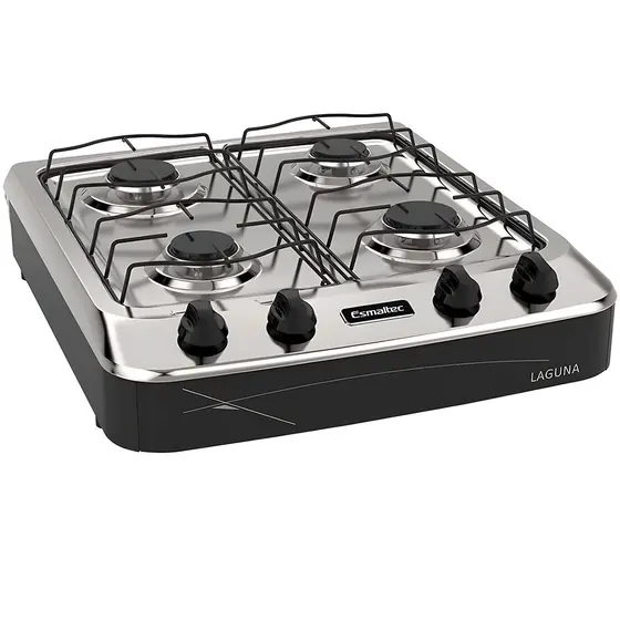 Fogão de Mesa a Gás Esmaltec 4 Bocas Preto Laguna 4027