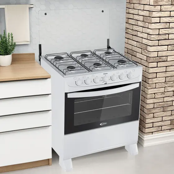 Fogão de Piso a Gás Clarice 6 Bocas Branco Delicato