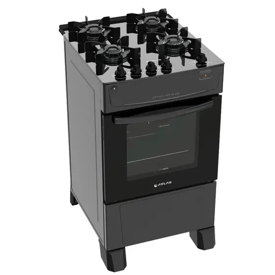 Fogão de Piso a Gás Atlas 4 Bocas Acendimento Automático Monaco Top Glass