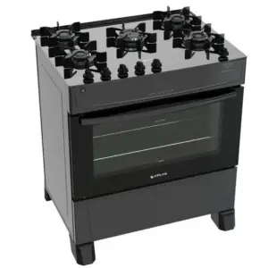 Fogão de Piso a Gás Atlas 5 Bocas Preto Bivolt Mônaco Top Glass