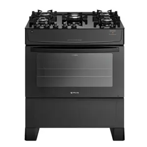 Fogão de Piso a Gás Atlas 5 Bocas Preto Acendimento Automático Mônaco Top Glass