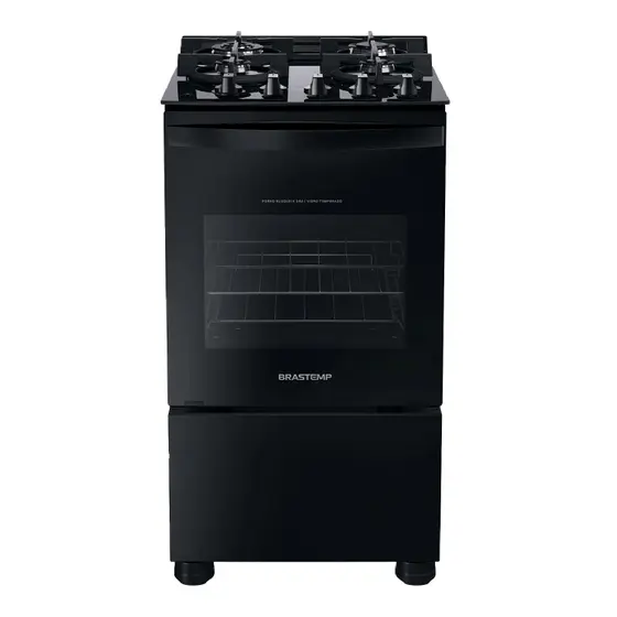 Fogão de Piso a Gás Brastemp 4 Bocas Preto com Mesa de Vidro e Dupla Chama BFO4XAE