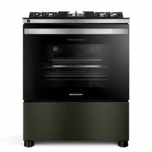 Fogão de Piso a Gás Brastemp 5 Bocas Black Inox Eclipse Collection BFS5LAP Fogão de Piso a Gás Brastemp 5 Bocas Black Inox Eclipse Collection BFS5LAP