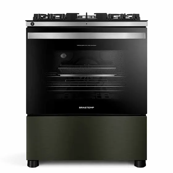 Fogão de Piso a Gás Brastemp 5 Bocas Black Inox Eclipse Collection BFS5LAP