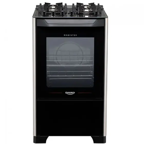 Fogão de Piso a Gás Dako 4 Bocas Preto com Mesa de Vidro Bivolt Magister